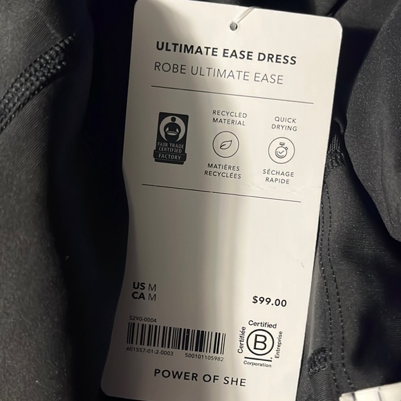 NWT-Athleta Black Ultimate Ease Dress, Medium - Picture 7 of 7